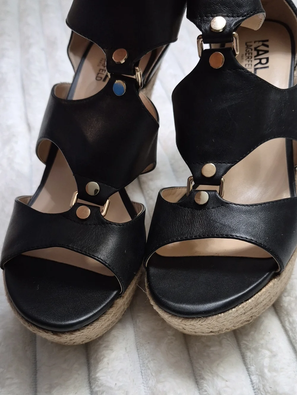 Karl Lagerfeld Paris Savoie Wedge Espadrille Sandals Women's Sz 8m